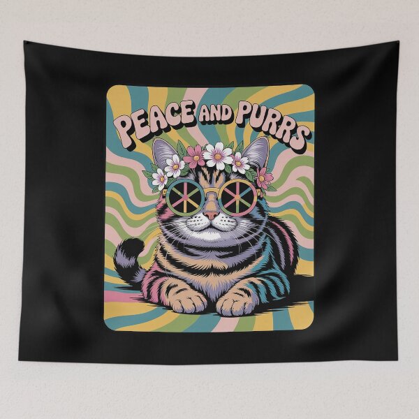 Item preview, Hippie Cat Kitty Groovy Tie Dye Peace Sign Festival Tank Top designed and sold by milanforbes.