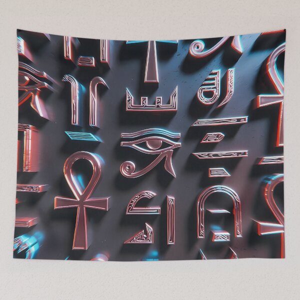 Item preview, Neon Light Symbols, Cyberpunk Egyptian Hieroglyphics, symmetrical textures (image size 8320x12480) designed and sold by Digital-Davinci.