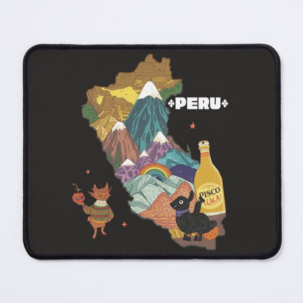 Item preview, Peru Map Art Print – Cute Alpaca Llama, Pisco Sour, Machu Picchu, Rainbow Mountain, Peruvian Culture Illustration designed and sold by TitanRN.