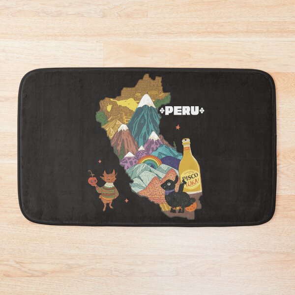 Item preview, Peru Map Art Print – Cute Alpaca Llama, Pisco Sour, Machu Picchu, Rainbow Mountain, Peruvian Culture Illustration designed and sold by TitanRN.