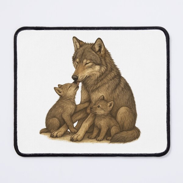 Item preview, Wolf Mother & Pups – Natural Wildlife Art designed and sold by kimkosovo.