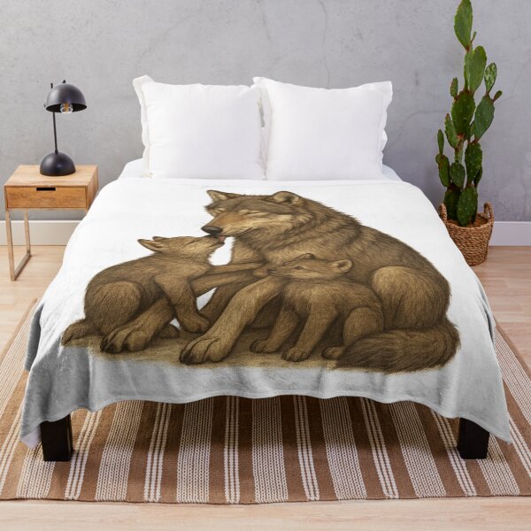 Item preview, Wolf Mother & Pups – Natural Wildlife Art designed and sold by kimkosovo.