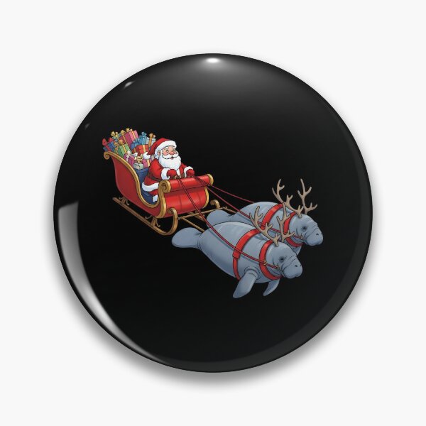 Item preview, Manatee Santa Christmas Sleigh - Funny Manatee Xmas designed and sold by BakeryDozen.