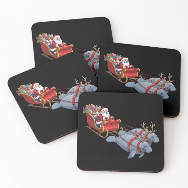 Item preview, Manatee Santa Christmas Sleigh - Funny Manatee Xmas designed and sold by BakeryDozen.