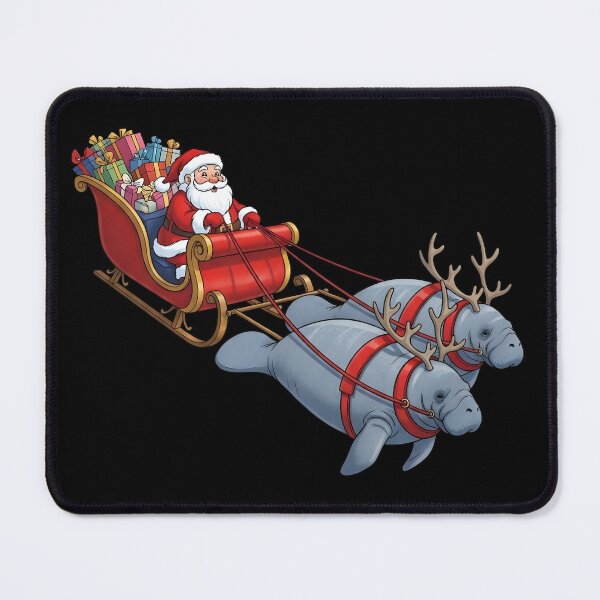 Item preview, Manatee Santa Christmas Sleigh - Funny Manatee Xmas designed and sold by BakeryDozen.