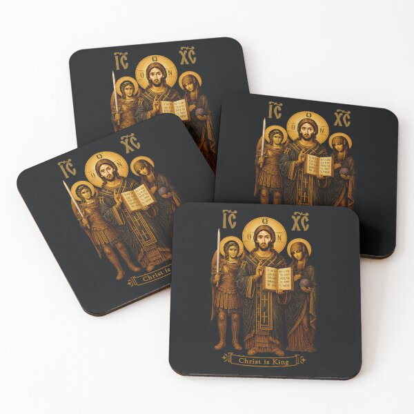Item preview, Christ Is King – Byzantine Icon of Jesus, Mary & Archangel Michael designed and sold by Sanctum Icons.