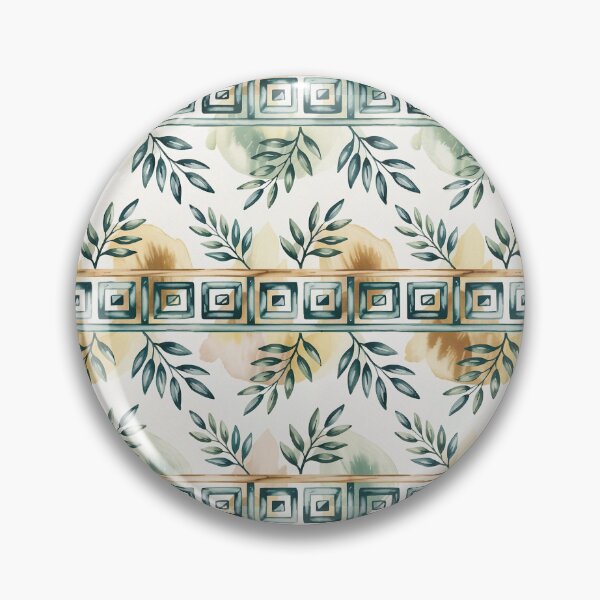 Item preview, Watercolor Soft Teal & Gold Hue Greek key Abstract designed and sold by Tamas Das.