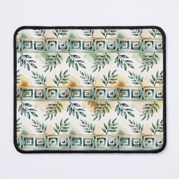 Item preview, Watercolor Soft Teal & Gold Hue Greek key Abstract designed and sold by Tamas Das.
