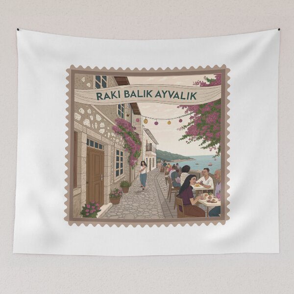 Item preview, Ayvalik Seaside Cafe Scene - Turkish Charm by the Aegean  designed and sold by asliberry.