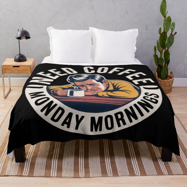 Item preview, Need Coffee Monday Mornings Retro Tired Person Design designed and sold by SplashTastic.