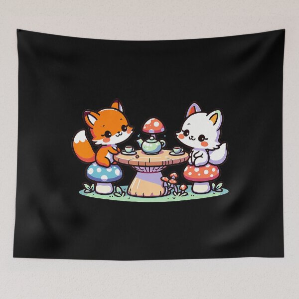 Item preview, Fox Tea Party Mushroom Cottagecore Cute Funny Fox designed and sold by SelmaBonnie.