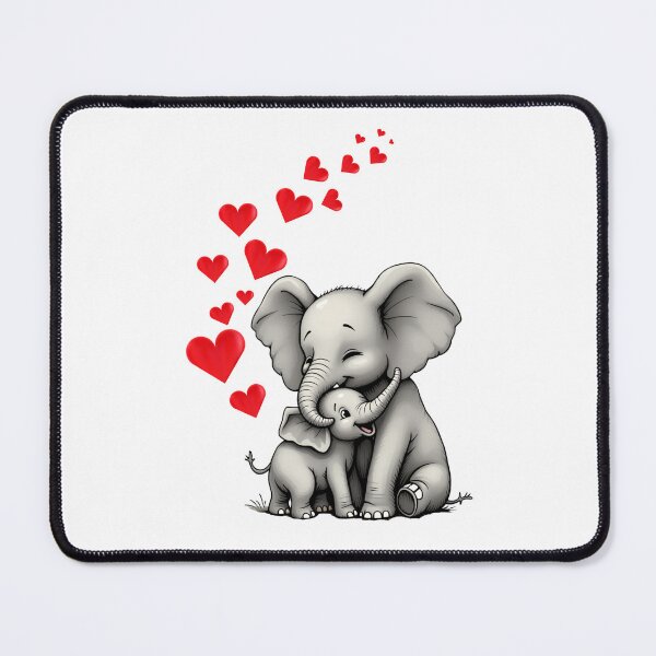 Item preview, Elefante y cría. Bonito diseño animal con corazones. designed and sold by SofikoDesigns.