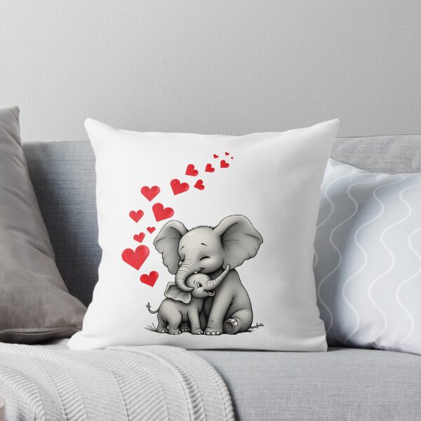Artikelvorschau, Elefantenmutter mit Baby. Niedliches Tiermotiv mit Herzen. entworfen und verkauft von SofikoDesigns.
