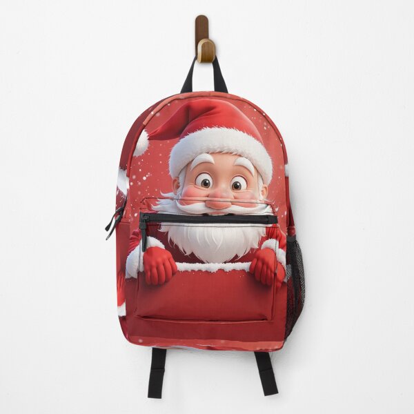 Item preview, Cheerful Cartoon Santa Claus Peeking from Behind a Red Wall – Festive Christmas Illustration designed and sold by PixelVibe782.