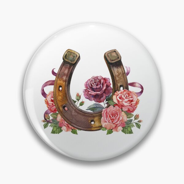 Item preview, Watercolor horseshoes in vintage color with red roses design. Talisman for good luck.  designed and sold by NataliMias.