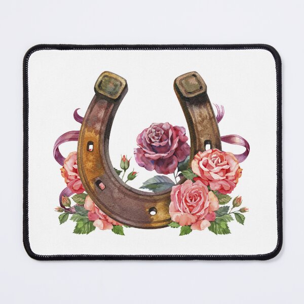 Item preview, Watercolor horseshoes in vintage color with red roses design. Talisman for good luck.  designed and sold by NataliMias.