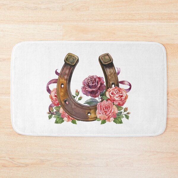 Item preview, Watercolor horseshoes in vintage color with red roses design. Talisman for good luck.  designed and sold by NataliMias.
