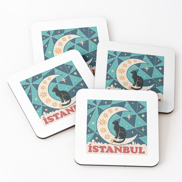 Item preview, Istanbul Black Cat on Crescent Moon - Vintage Travel Poster Style  designed and sold by asliberry.