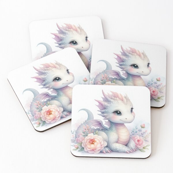 Item preview, Pastel Rainbow Baby Dragon Art – Fairytale Fantasy Print for Nursery or Girls Room designed and sold by ChuChiDesign.