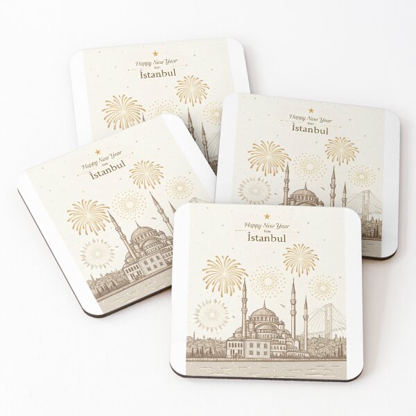 Item preview, Happy New Year from Istanbul | Vintage Sketch with Gold Fireworks  designed and sold by asliberry.