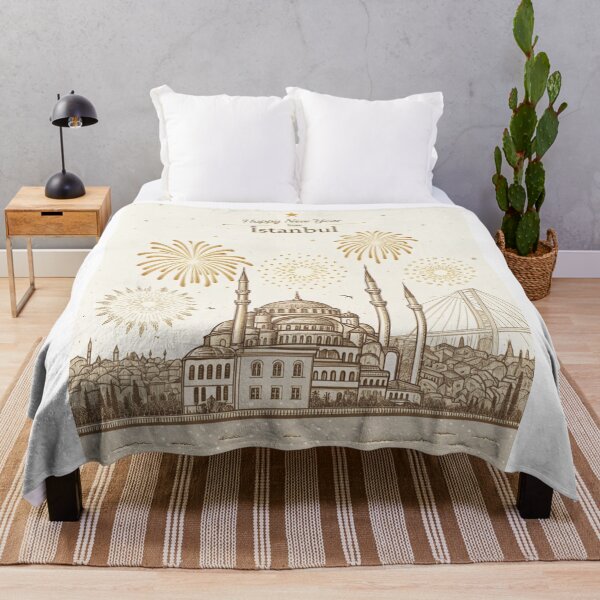 Item preview, Happy New Year from Istanbul | Vintage Sketch with Gold Fireworks designed and sold by asliberry.