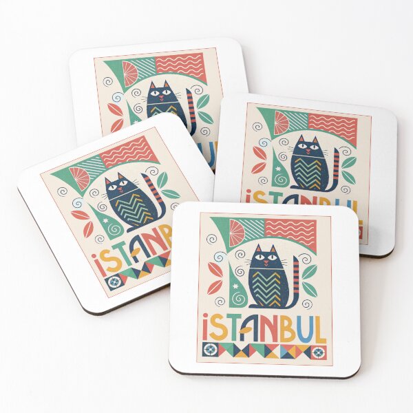 Item preview, İstanbul Cat: Abstract Folk Art with a Stylish Black Cat designed and sold by asliberry.