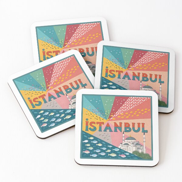 Item preview, Istanbul Travel Poster with Blue Mosque and Fish  designed and sold by asliberry.
