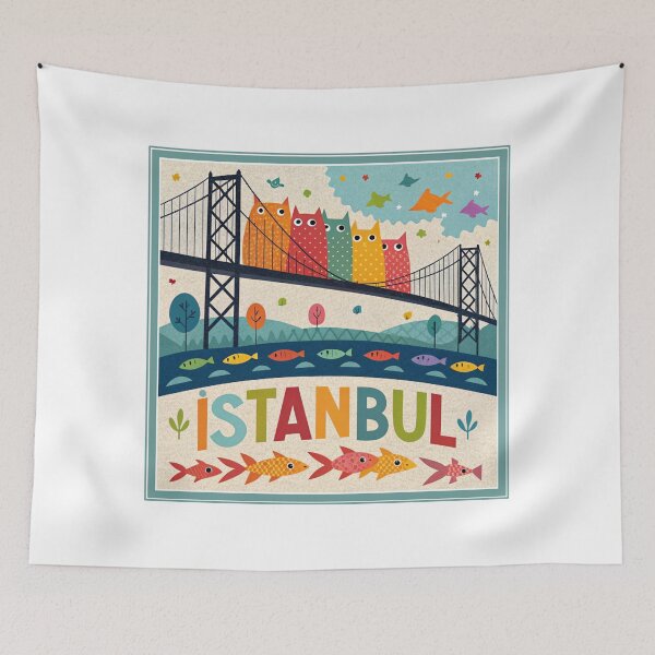 Item preview, Istanbul Bridge Cat Parade Illustration  designed and sold by asliberry.