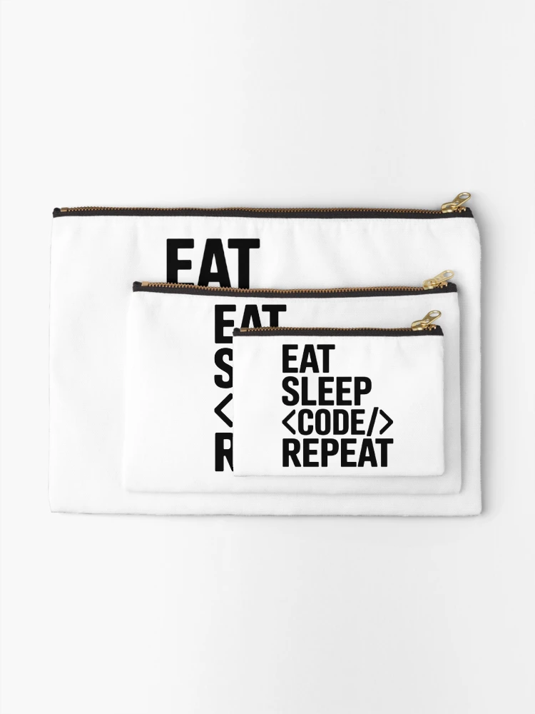 Thumbnail 2 of 4, Zipper Pouch, Eat Sleep Code Repeat Programming Coding designed and sold by johnertullio.