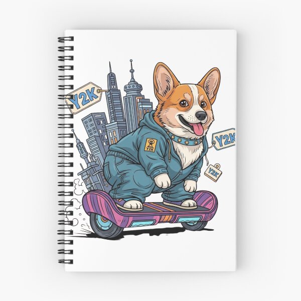Item preview, Y2K Cyber Corgi on Hoverboard - 2000s Retro Futuristic Dog Art designed and sold by HypeHoundz.