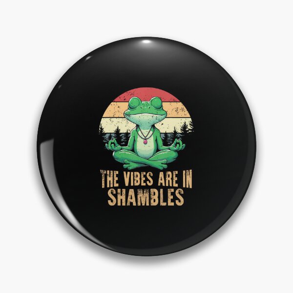 Item preview, The Vibes Are In Shambles Retro Funny Frog Yoga Meditation designed and sold by AlyceLynne.