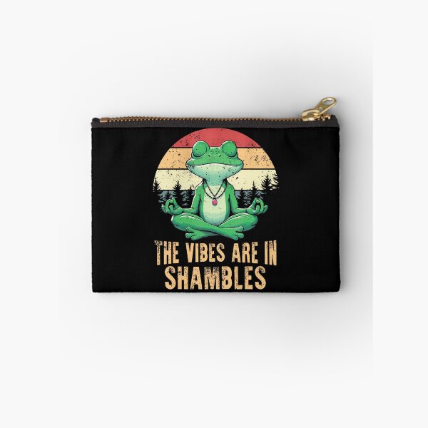 Item preview, The Vibes Are In Shambles Retro Funny Frog Yoga Meditation designed and sold by AlyceLynne.