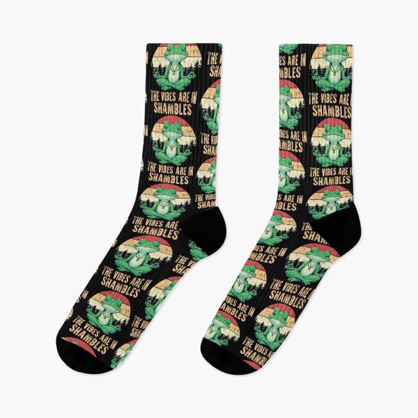 Item preview, The Vibes Are In Shambles Retro Funny Frog Yoga Meditation designed and sold by AlyceLynne.