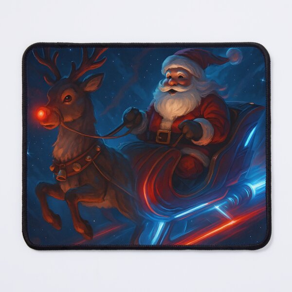 Item preview, Santa Hyperdrive Sleigh – Futuristic Rudolph Night Flight Christmas Art designed and sold by Lurixo.