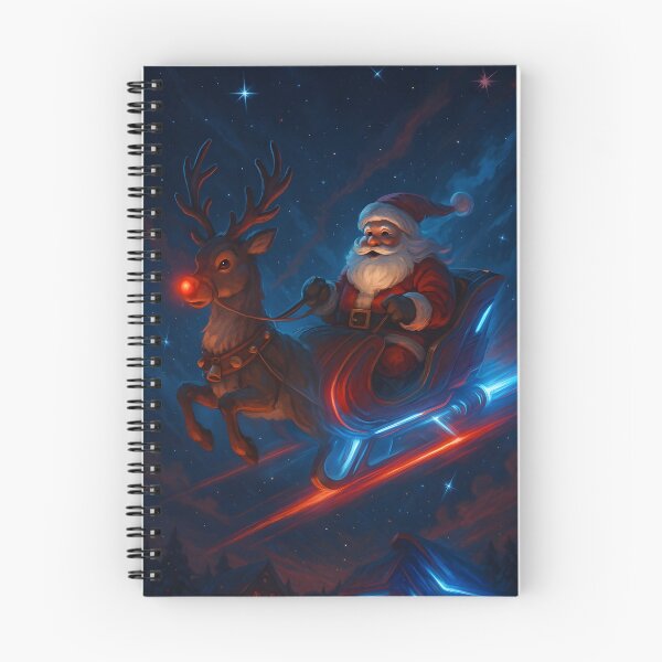 Item preview, Santa Hyperdrive Sleigh – Futuristic Rudolph Night Flight Christmas Art designed and sold by Lurixo.