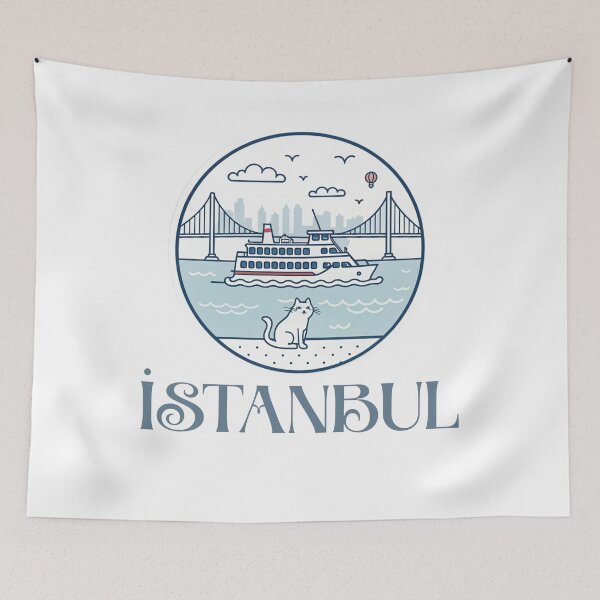 Item preview, Istanbul Cat and Ferry – Bosphorus Bridge Cityscape Design  designed and sold by asliberry.
