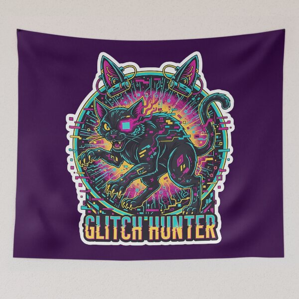 Item preview, Glitch Hunter Cyberpunk Cat Art designed and sold by Ekracreatives.