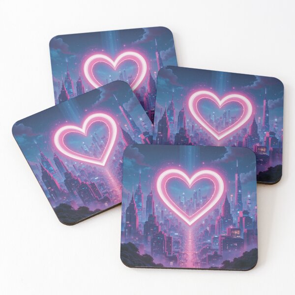 Item preview, Neon Heart Over Cyberpunk Skyline designed and sold by Mindful56.