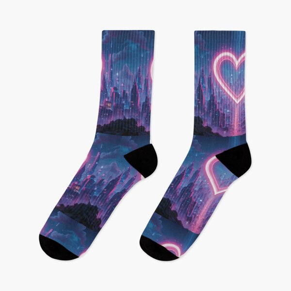 Item preview, Neon Heart Over Cyberpunk Skyline designed and sold by Mindful56.