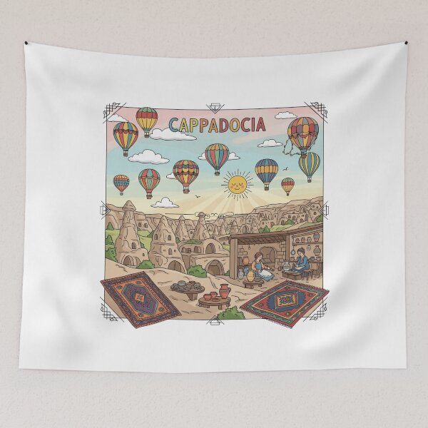 Item preview, Cappadocia Hot Air Balloons & Fairy Chimneys Doodle Art designed and sold by asliberry.
