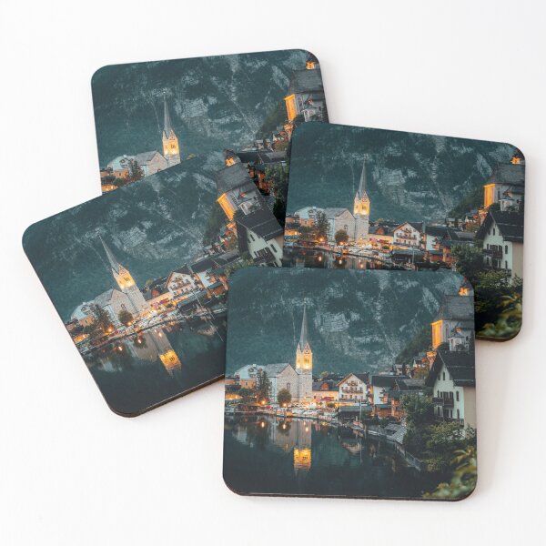 Item preview, Cozy Alpine Lake Village at Dusk – Magical European Landscape Photography designed and sold by Ataqhin.