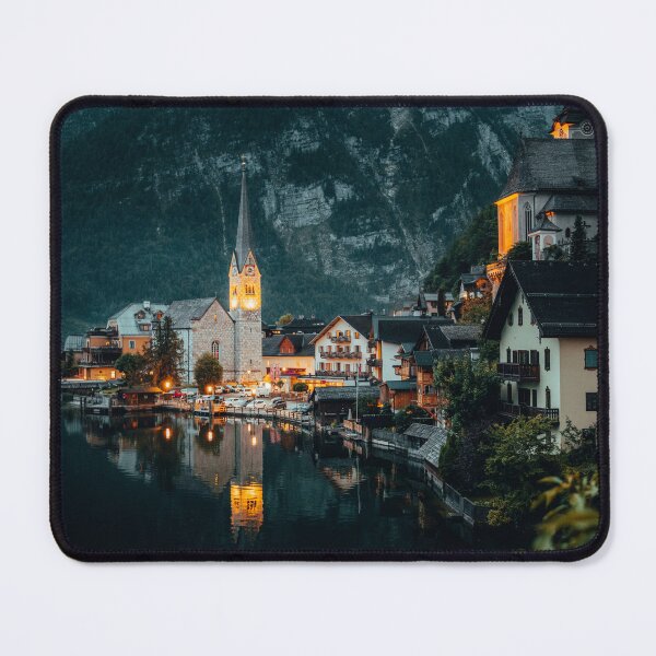 Item preview, Cozy Alpine Lake Village at Dusk – Magical European Landscape Photography designed and sold by Ataqhin.
