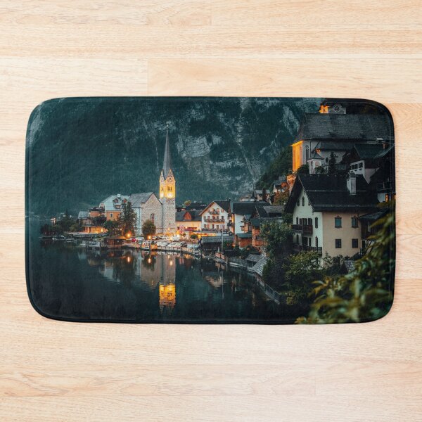 Item preview, Cozy Alpine Lake Village at Dusk – Magical European Landscape Photography designed and sold by Ataqhin.