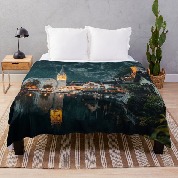 Item preview, Cozy Alpine Lake Village at Dusk – Magical European Landscape Photography designed and sold by Ataqhin.