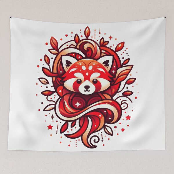 Item preview, Kawaii Red Panda Autumn Boho Illustration designed and sold by BigBlueArt.