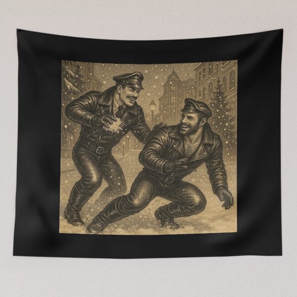 Item preview, 1940s Gay Christmas Playing With The Boys Berlin Gay Leather Pride Graphic Design designed and sold by ItsAKinkThing.