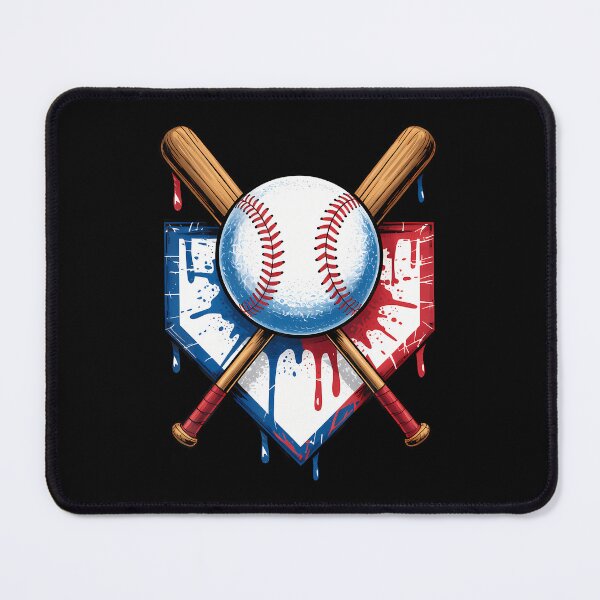 Artikelvorschau, Baseballfans mit amerikanischer Flagge entwerfen Ballschläger und Home Plate entworfen und verkauft von ToriKarla.