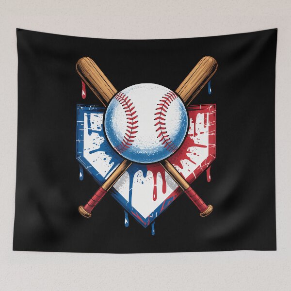 Artikelvorschau, Baseballfans mit amerikanischer Flagge entwerfen Ballschläger und Home Plate entworfen und verkauft von ToriKarla.