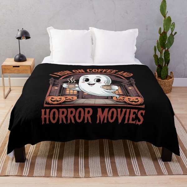 Item preview, I Run On Coffee Horror Movies Halloween Ghost Spooky Season designed and sold by VasilisLamArt.