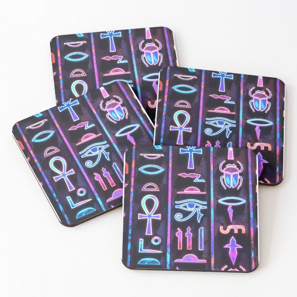 Item preview, Neon Light Symbols, Cyberpunk Egyptian Hieroglyphics, symmetrical textures (image size 8320x12480) designed and sold by Digital-Davinci.